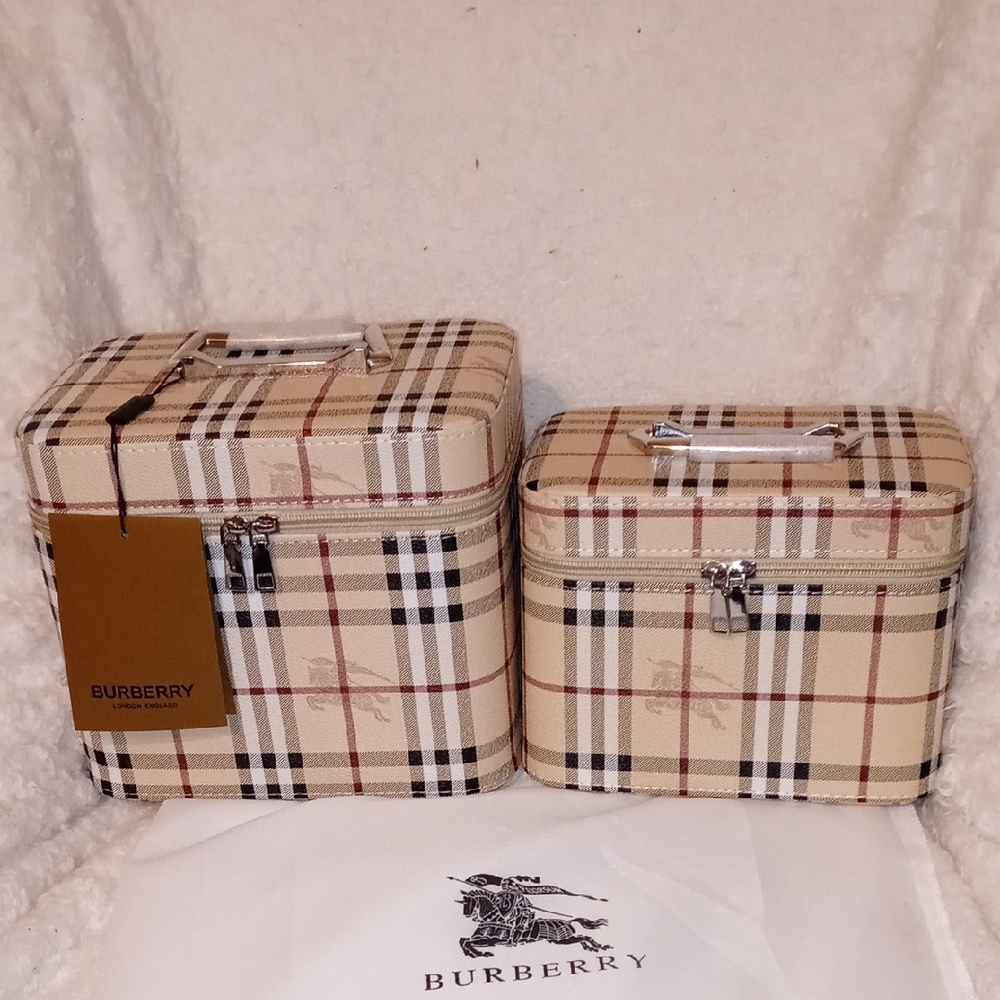 Burberry Beige and Black Checkered Bag Duo